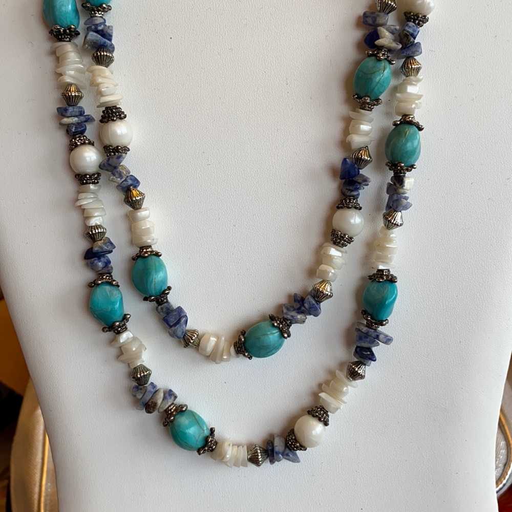 Long Mixed Stone Necklace